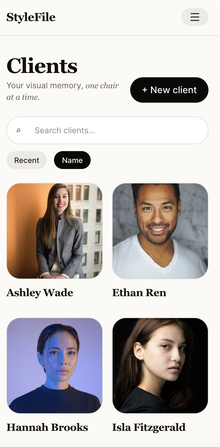 StyleFile dashboard preview on mobile